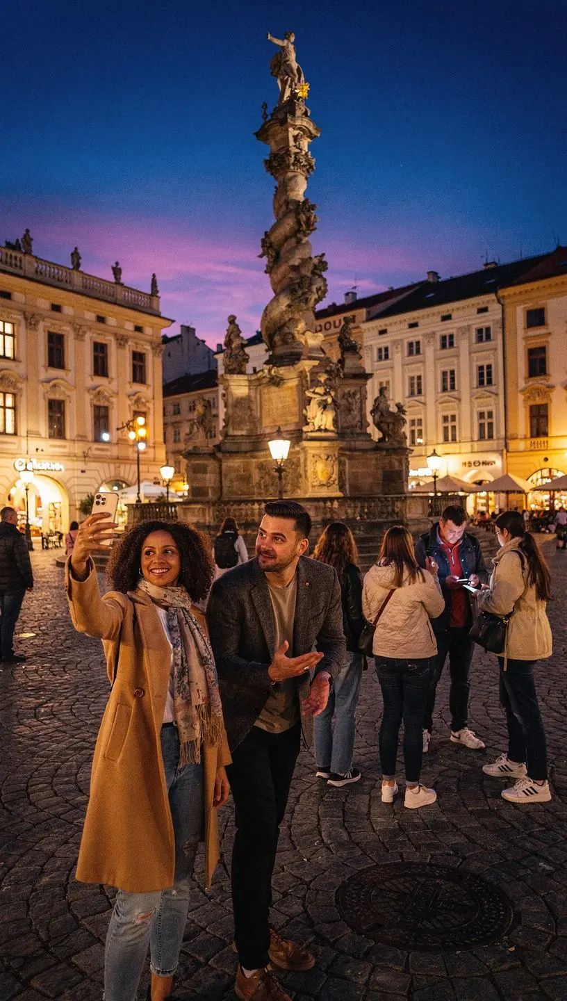 Pohled na historické náměstí s renesančními budovami v malebném městě.